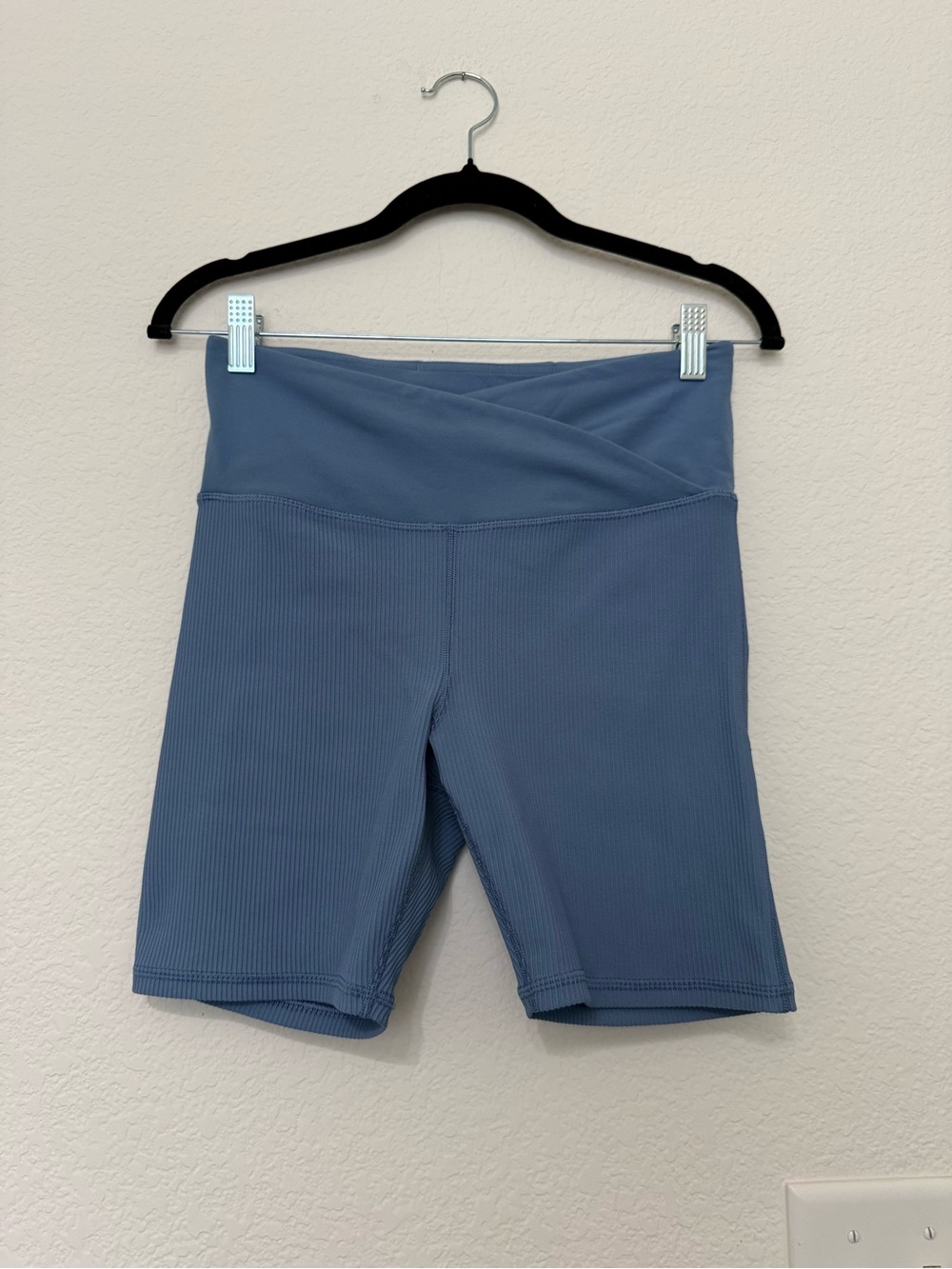 Athleta Ribbed High-Waist Bike Shorts - Slate Blue